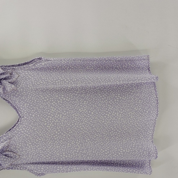 Jodifl Purple and White Pullover Blouse Size Small Ruffle Shoulder Sleeveless - Picture 3 of 6
